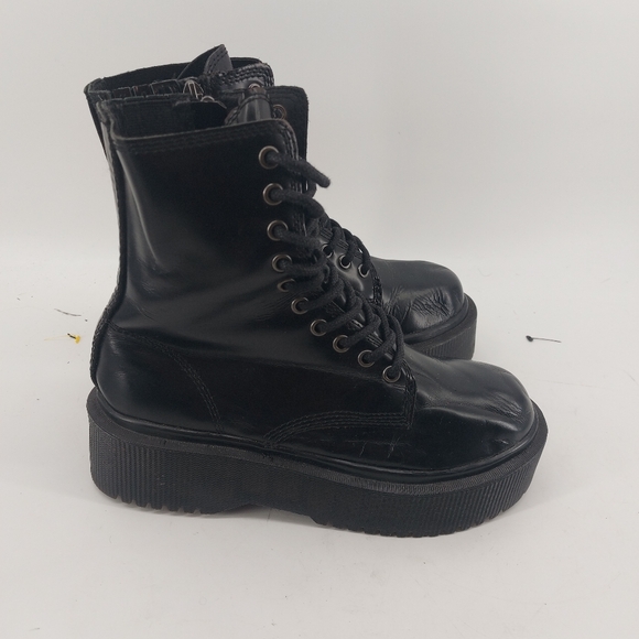 Jeffrey Campbell Sopas Lugged Platform Combat Boots Black Leather Size 6.5 - Picture 3 of 10